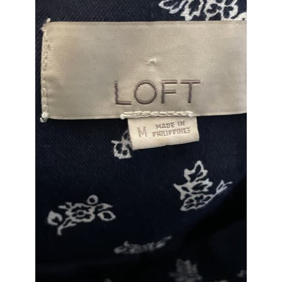 LOFT Ann Taylor Floral Bomber Jacket Lightweight Blue Ruffle Sz Medium - Picture 6 of 6